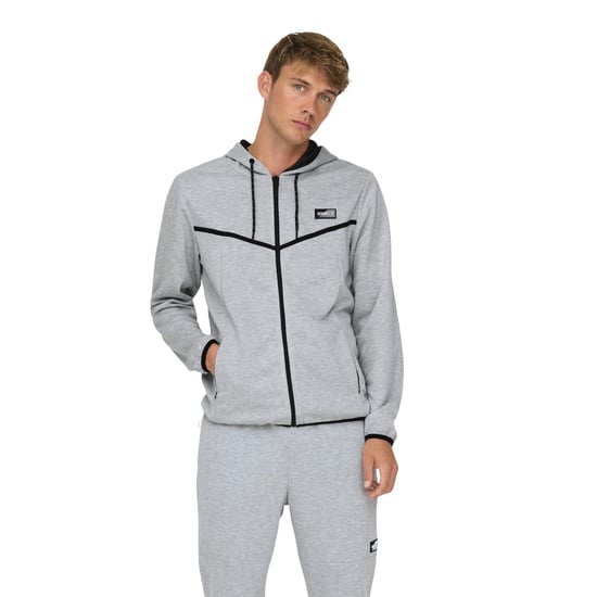 Only - Sweatjacke für Herren, mit Kapuze, Regulär (Hellgrau meliert) - Image 4
