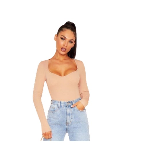 Missy Empire - Bodysuit für Damen, gerippt, Langärmlig (Rosa) - Image 2
