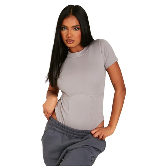 Missy Empire - Bodysuit für Damen, Strukturiert, kurzärmlig (Grau) - Image 1