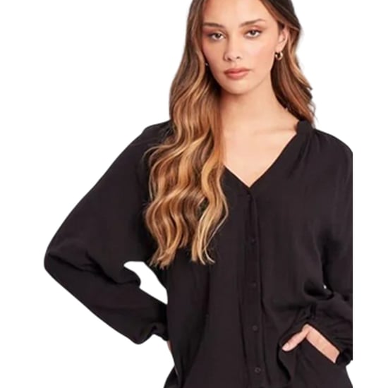 Influence - Set Oberteil & Shorts für Damen, V-Ausschnitt, Langärmlig (Schwarz) - Image 3