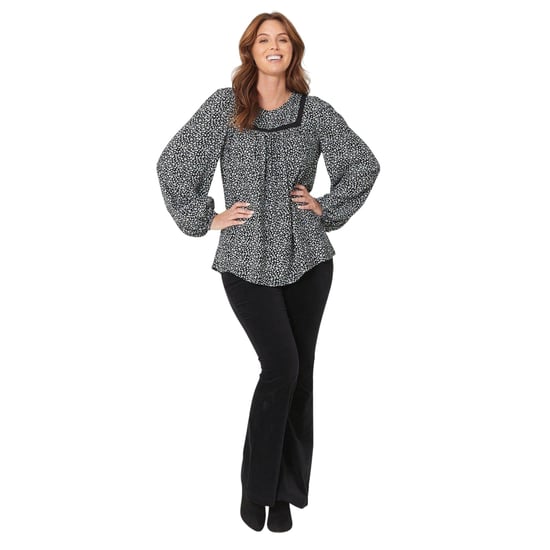 Be You - Bluse für Damen, Jochausschnitt, Viskose, Ballonärmel (Schwarz/Cremefarbe) - Image 1