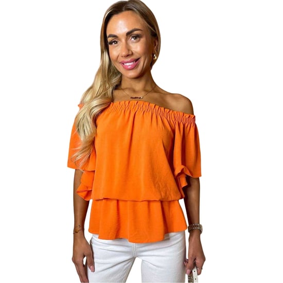 AX Paris - Schulterfreies Top für Damen, Kräuselsaum (Orange) - Image 2