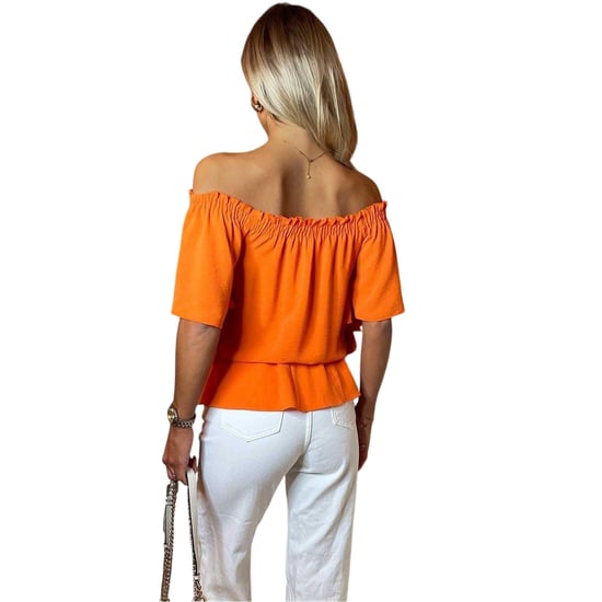 AX Paris - Schulterfreies Top für Damen, Kräuselsaum (Orange) - Image 3