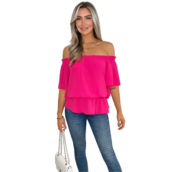 AX Paris - Schulterfreies Top für Damen, Kräuselsaum (Leuchtend Pink) - Image 2