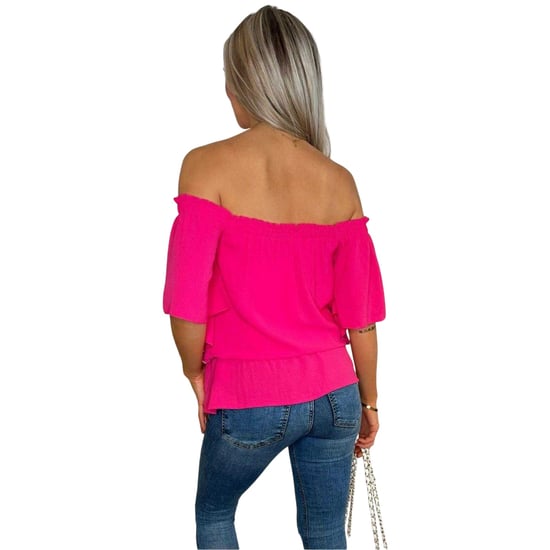 AX Paris - Schulterfreies Top für Damen, Kräuselsaum (Leuchtend Pink) - Image 3