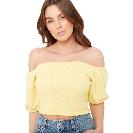 Be You - Kurzes Top für Damen, Schulterfrei, Regulär, Puffärmel (Zitrone) - Image 1