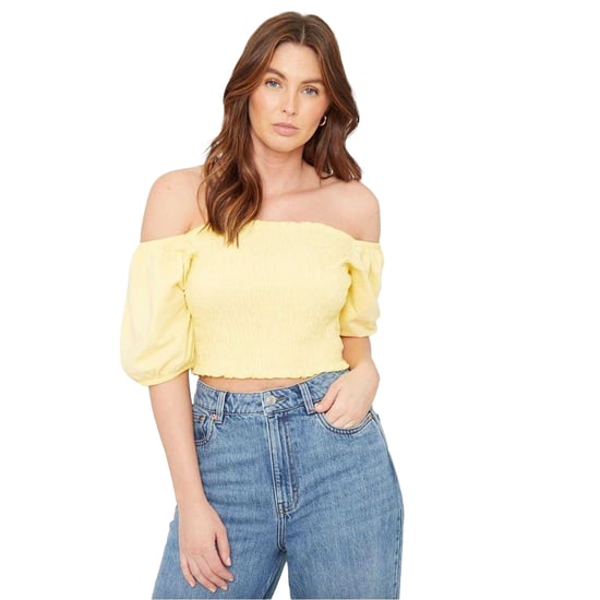 Be You - Kurzes Top für Damen, Schulterfrei, Regulär, Puffärmel (Zitrone) - Image 2