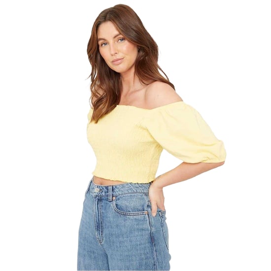 Be You - Kurzes Top für Damen, Schulterfrei, Regulär, Puffärmel (Zitrone) - Image 4