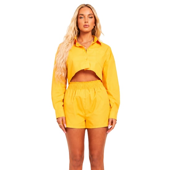 Missy Empire - Hemd für Damen, kurz geschnitten, Baumwolle, Langärmlig (Orange) - Image 2