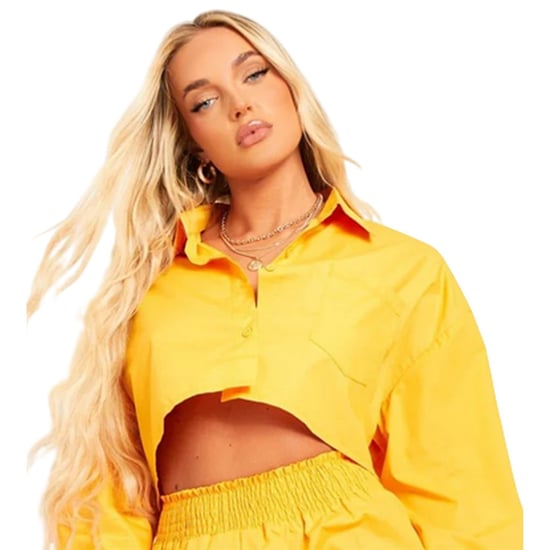 Missy Empire - Hemd für Damen, kurz geschnitten, Baumwolle, Langärmlig (Orange) - Image 3