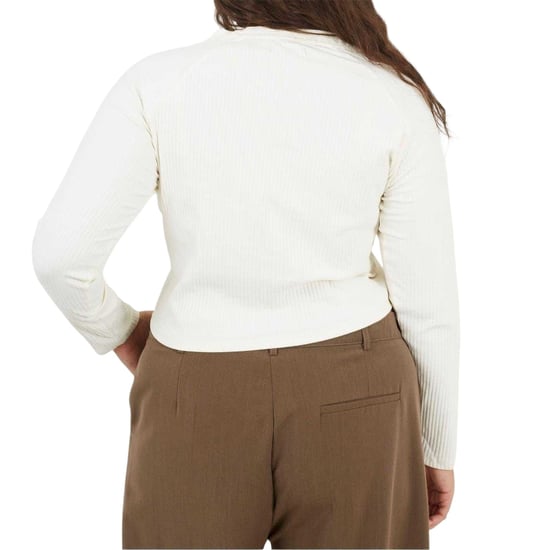 Brave Soul - Kurzes Top für Damen, V-Ausschnitt, Plus, Langärmlig (Cremefarbe) - Image 2