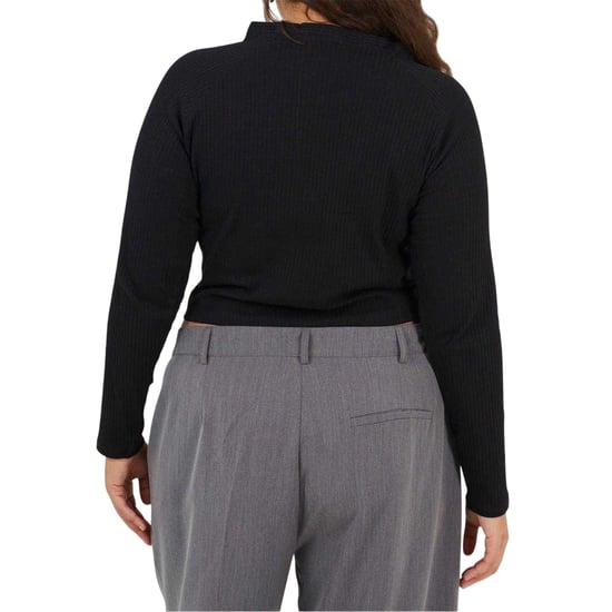 Brave Soul - Kurzes Top für Damen, V-Ausschnitt, Plus, Langärmlig (Schwarz) - Image 2