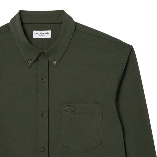 Lacoste - Hemd für Herren, Baumwolljersey, Regulär, Langärmlig (Grün) - Image 3