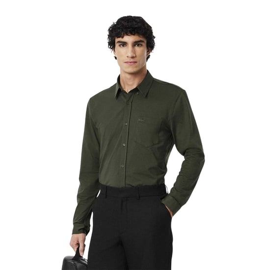 Lacoste - Hemd für Herren, Baumwolljersey, Regulär, Langärmlig (Grün) - Image 4