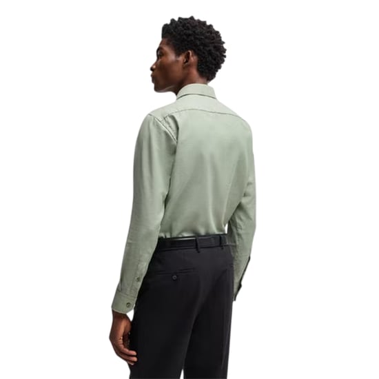 Boss Herren Joe Oxford Hemd mit Spread-Kragen und langen Ärmeln (Grün) - Image 2