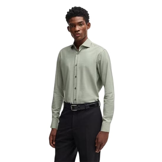 Boss Herren Joe Oxford Hemd mit Spread-Kragen und langen Ärmeln (Grün) - Image 3