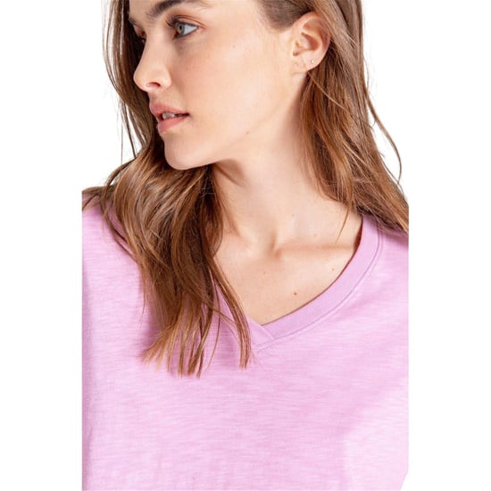 PJ Salvage - T-Shirt für Damen, V-Ausschnitt, Slub, kurzärmlig (Flieder) - Image 5