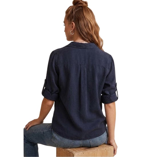 Bella Dahl - Hemd für Damen, Schlitz im Rücken, leger, 3/4 Ärmel (Meeresblau) - Image 2