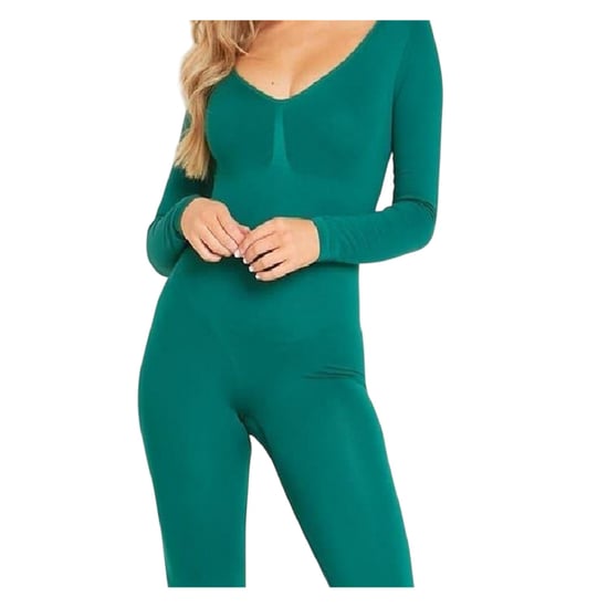 Missy Empire - Jumpsuit für Damen, Plunge-BH, Bodycon, Langärmlig (Grün) - Image 2