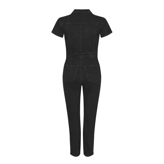 Good American - Jumpsuit für Damen, in der Taille verstellbar, Denim, kurzärmlig (Schwarz) - Image 2