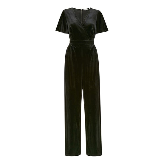 Yumi - Jumpsuit für Damen, V-Ausschnitt, Samt, Engelsärmel (Schwarz) - Image 1