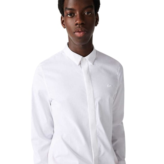 Lacoste - Hemd für Herren, Verdeckte Knopfleiste, Popelin, Schmal (Weiß) - Image 3