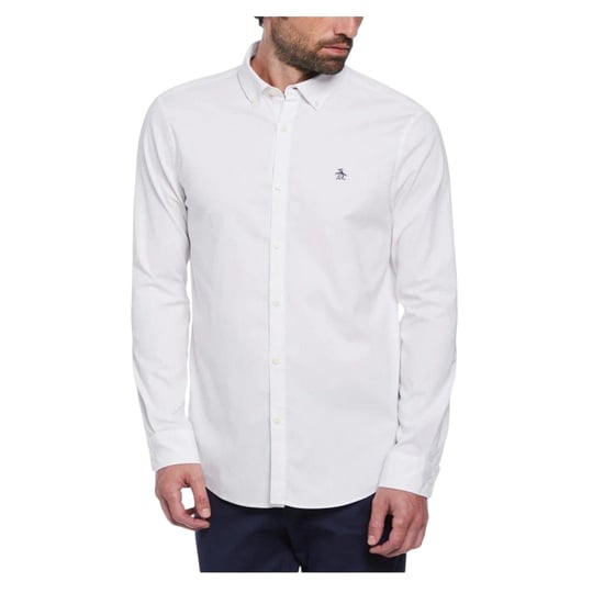 Original Penguin Herren Sticker Pete EcoVero Langarmshirt (Helles Weiß) - Image 4