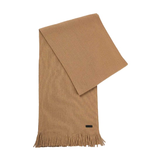 Boss - "Albas" Schal für Herren, Logo, Schurwolle (Beige) - Image 1