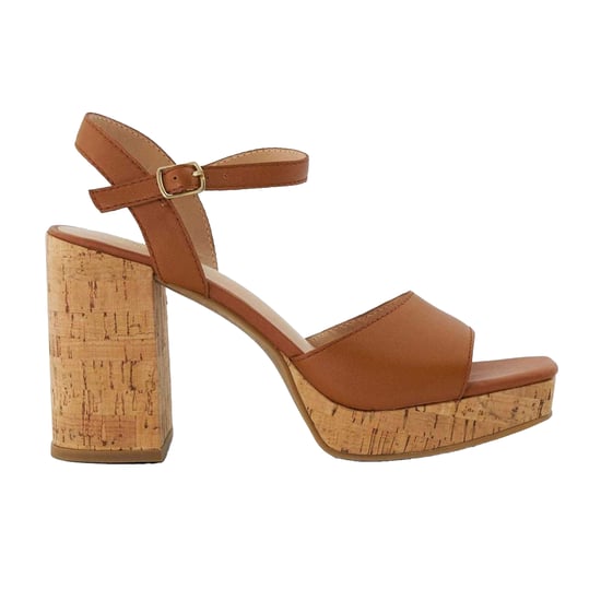 Dune London - "Jacuzzi" Sandalen für Damen, Leder, Plattform Blockabsatz (Hellbraun) - Image 1