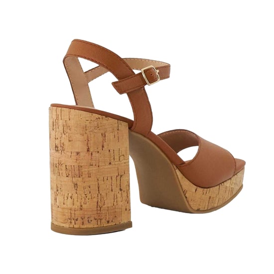 Dune London - "Jacuzzi" Sandalen für Damen, Leder, Plattform Blockabsatz (Hellbraun) - Image 2