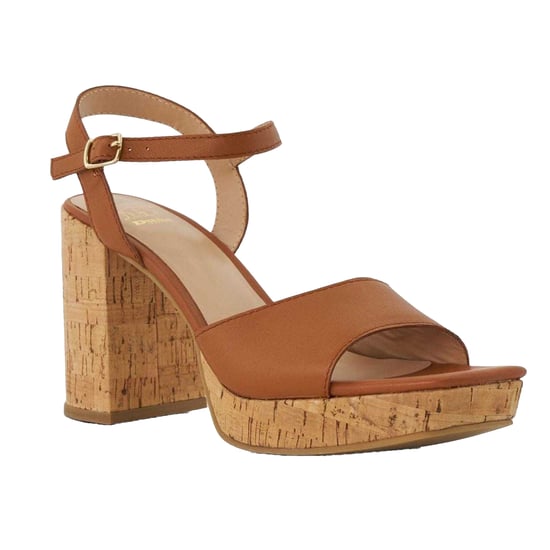 Dune London - "Jacuzzi" Sandalen für Damen, Leder, Plattform Blockabsatz (Hellbraun) - Image 4