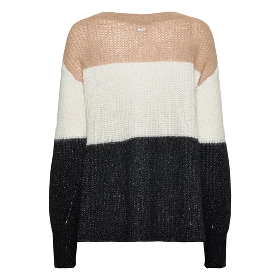 Boss - Pullover Top für Damen, Rundhalsausschnitt (Schwarz/Weiß/Beige) - Image 3