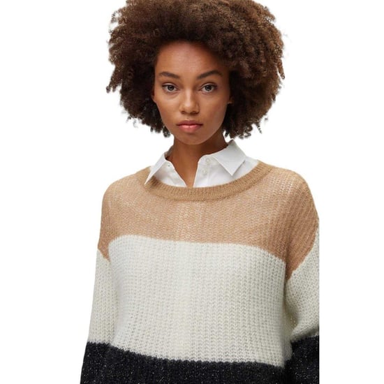 Boss - Pullover Top für Damen, Rundhalsausschnitt (Schwarz/Weiß/Beige) - Image 4