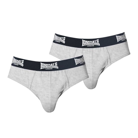 Lonsdale - Slips für Herren, Kontrastfarbener Bund (2er-Pack) (Grau) - Image 1