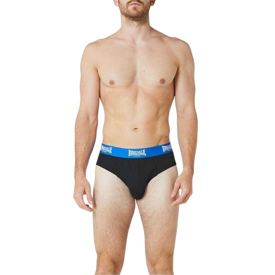 Lonsdale - Slips für Herren, Kontrastfarbener Bund (2er-Pack) (Schwarz/Leuchtendes Blau) - Image 3