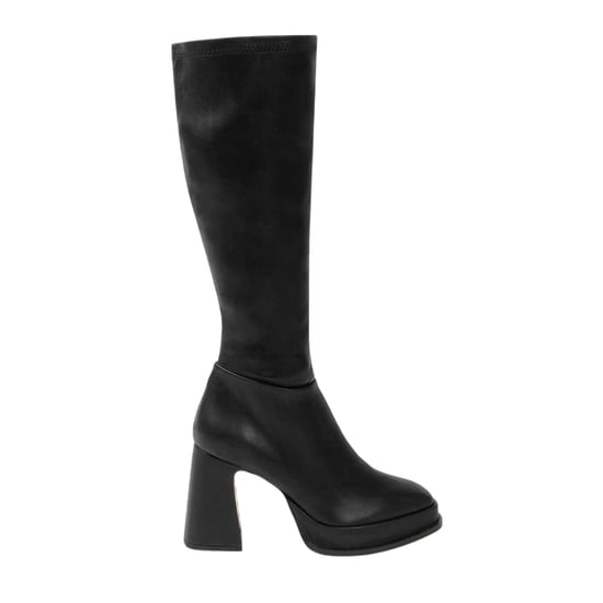 I Saw It First - Retro Kniehohe Stiefel für Damen, Plattform-Absatz (Schwarz) - Image 1