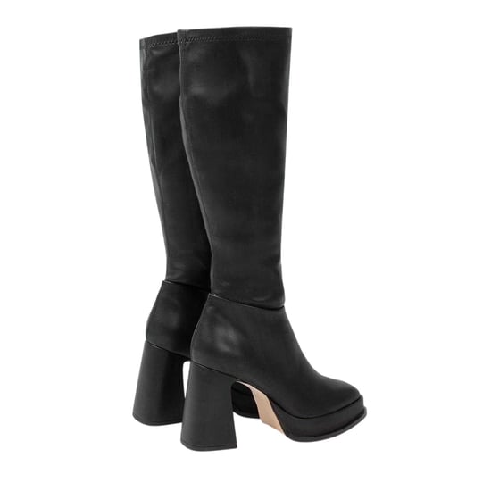 I Saw It First - Retro Kniehohe Stiefel für Damen, Plattform-Absatz (Schwarz) - Image 2