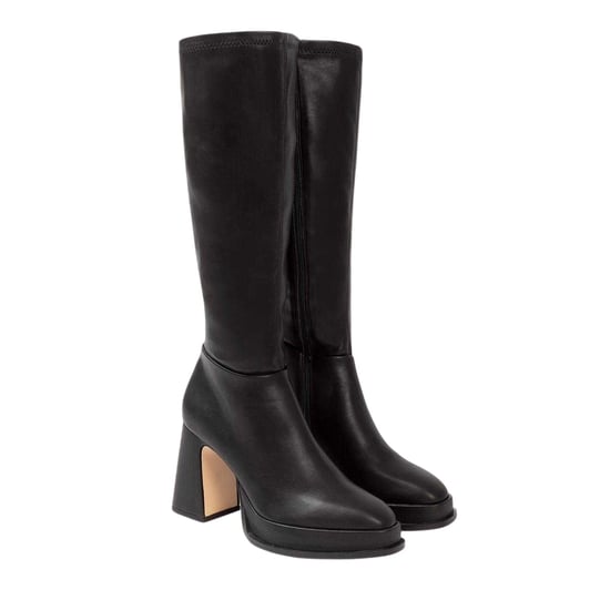 I Saw It First - Retro Kniehohe Stiefel für Damen, Plattform-Absatz (Schwarz) - Image 4