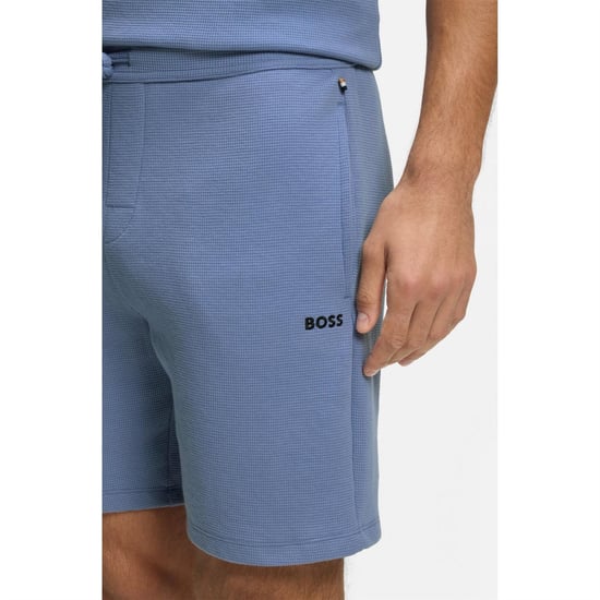 Herren Boss Waffle Shorts in Hell/Pastellblau - Image 4
