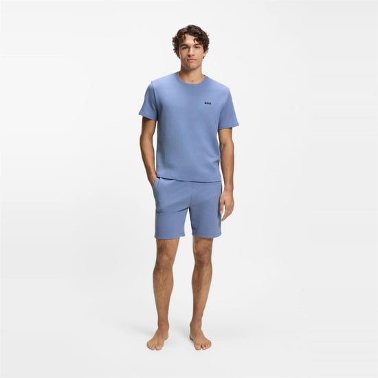 Herren Boss Waffle Shorts in Hell/Pastellblau - Image 5