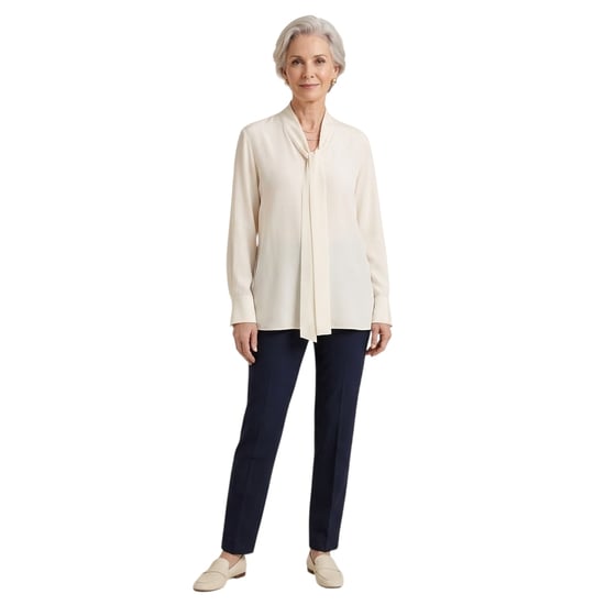 Boss - Bluse für Damen, Krawatten-Kragen, Langärmlig (Weiß) - Image 1