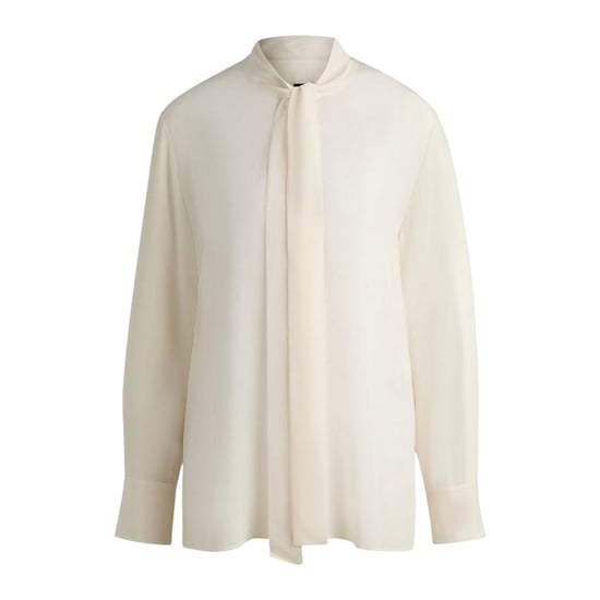 Boss - Bluse für Damen, Krawatten-Kragen, Langärmlig (Weiß) - Image 2