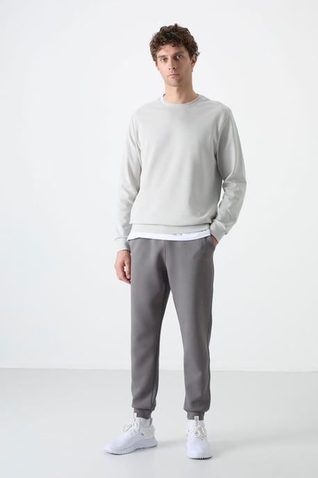 Herren Unifarben Rundhals-Sweatshirt - Image 3