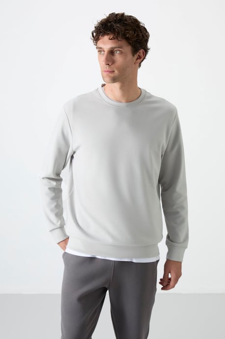 Herren Unifarben Rundhals-Sweatshirt - Image 5