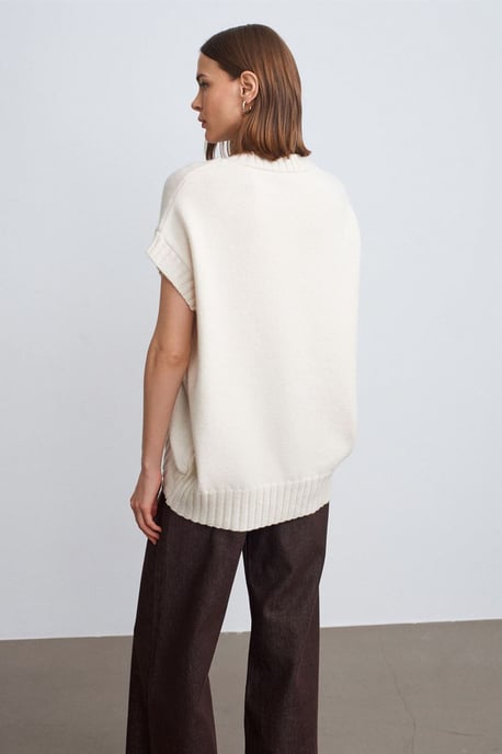 Übergroßer gerippter Strickpullover-Weste - Image 2