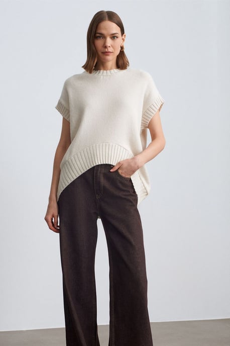 Übergroßer gerippter Strickpullover-Weste - Image 3