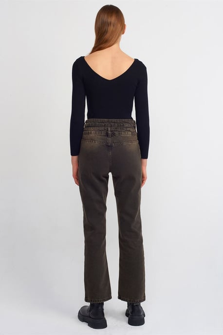 Hochtaillierte gerade Baumwoll-Denim-Jeans - Image 2