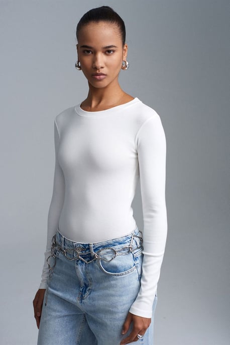 Slim Fit Rundhals-Jersey-Body - Image 4