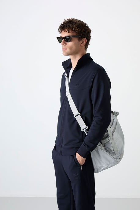 Herren Relaxed Fit Sweatshirt mit Reißverschlusskragen und Hose Set - Image 2