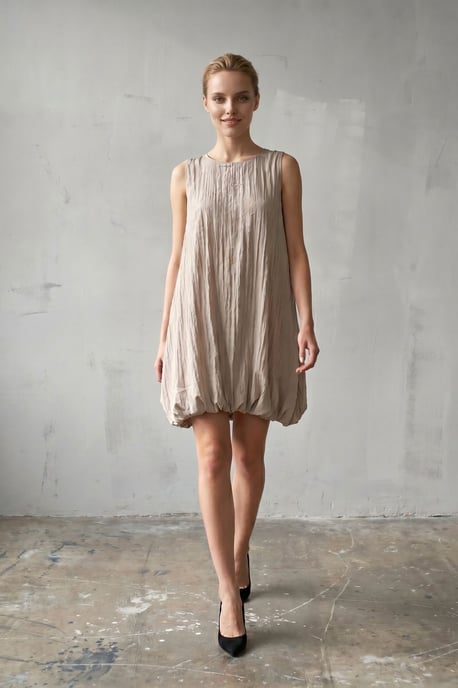 Lässiges Mini-Kleid aus strukturiertem Lyocell - Image 1